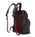 CHRISTIAN LOUBOUTIN - Explorafunk Spiked Rubber-Trimmed Full-Grain Leather Backpack - Black