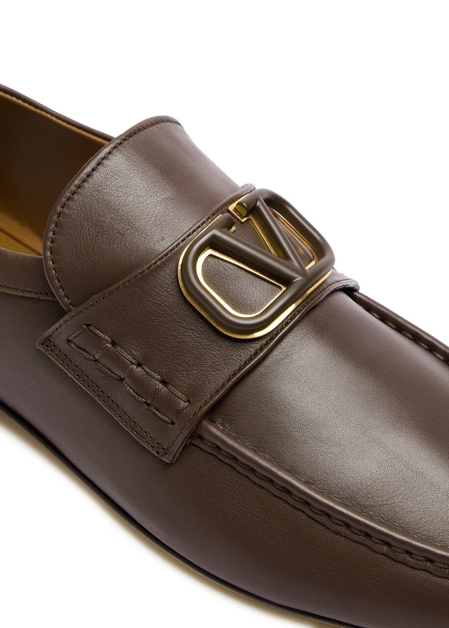 Valentino Vlogo Leather Loafers Brown