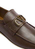 Valentino Vlogo Leather Loafers Brown