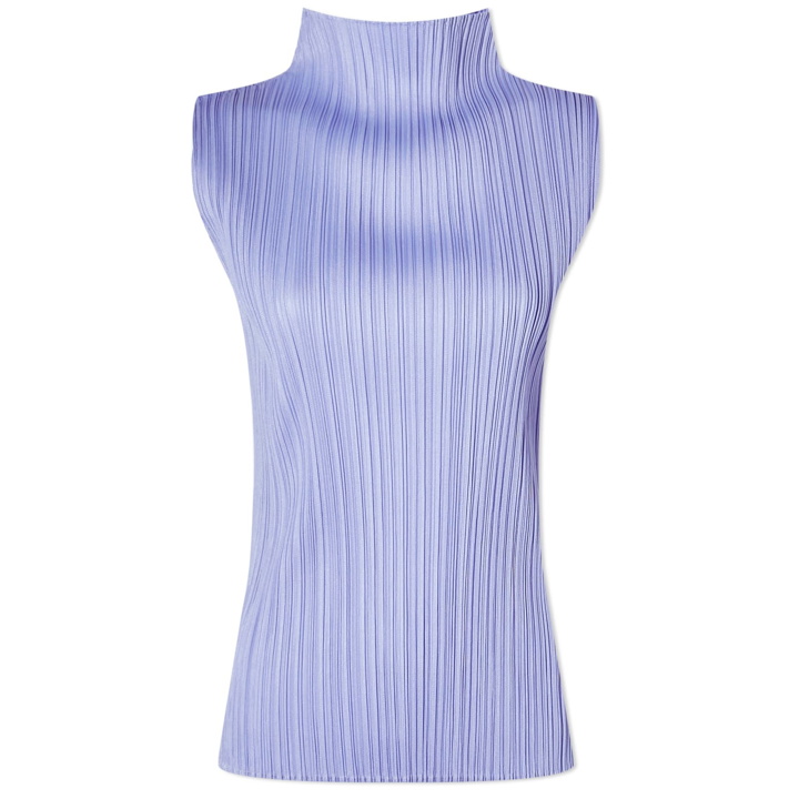 Photo: Pleats Please Issey Miyake Women's Colourful Basics Roll Neck Vest in Blue