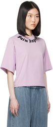 Palm Angels Purple Neck Logo T-Shirt