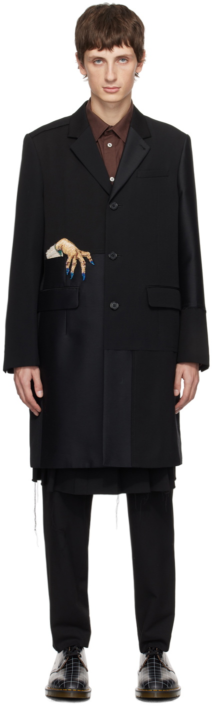 UNDERCOVER Black Appliqué Coat Undercover