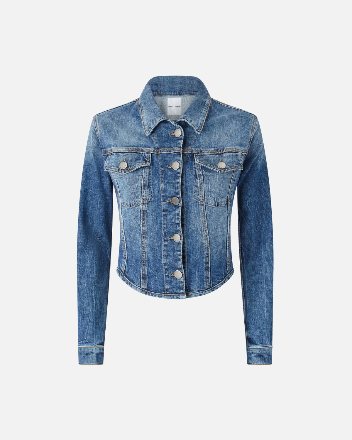 Pinko Bustier Jacket In Indigo Denim Medium Dark Vintage Wash