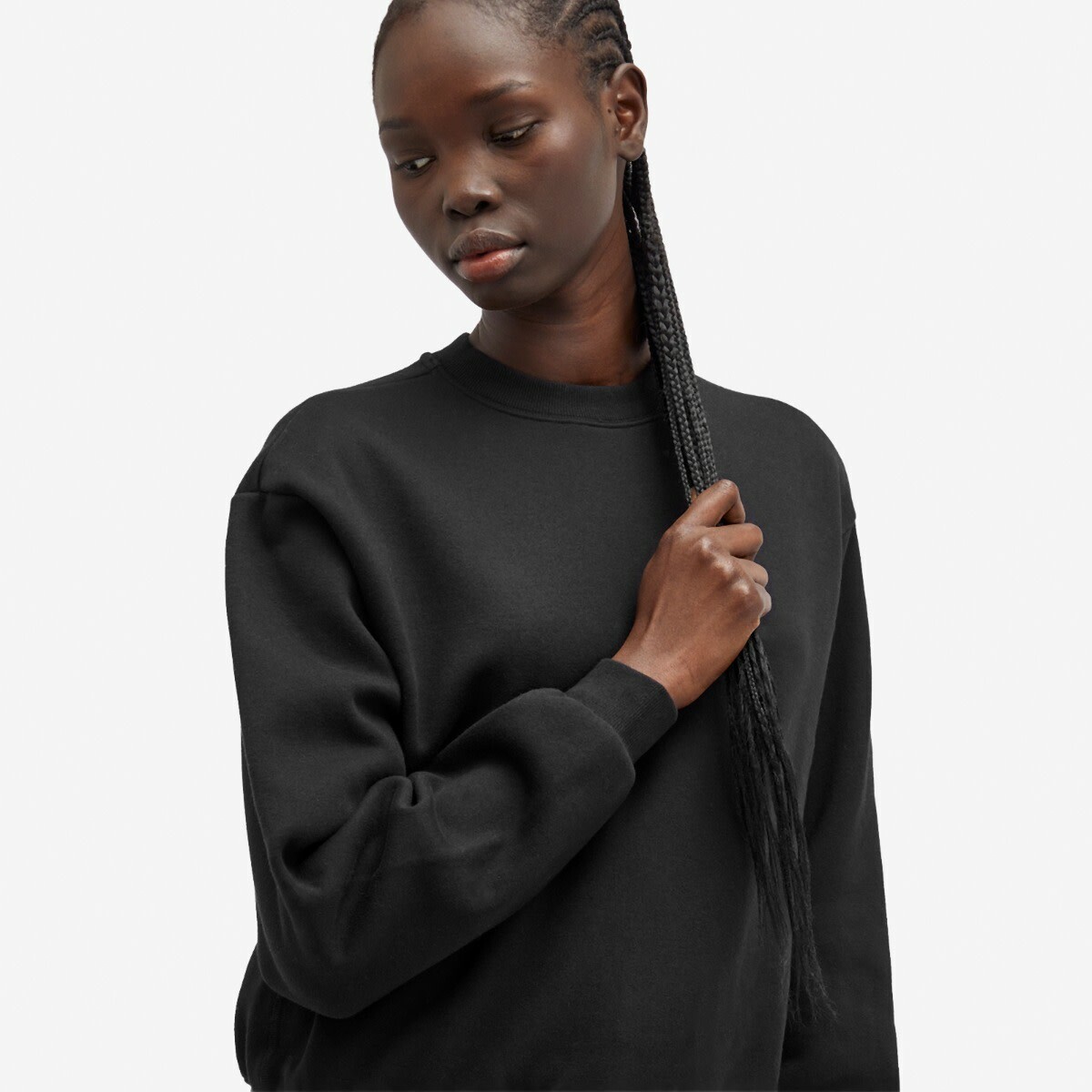 SKIMS Women's Cotton Fleece Classic Crewneck in Onyx