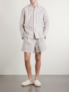 TEKLA - Straight-Leg Striped Organic Cotton-Poplin Shorts - Neutrals