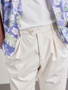 Hartford - Trunk Straight-Leg Pleated Cotton Woven Trousers - Neutrals