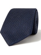 GIORGIO ARMANI - 8cm Silk and Cotton-Blend Jacquard Tie - Blue