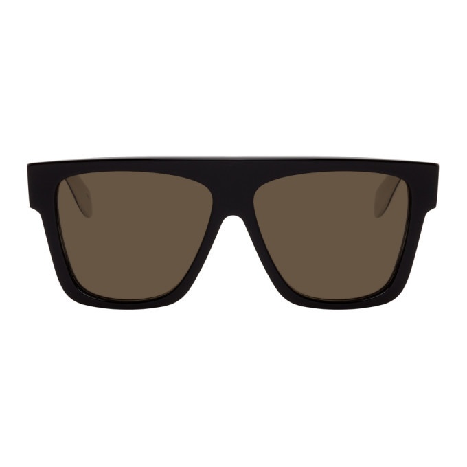 Alexander McQueen Black and White Selvedge Flat Top Sunglasses ...
