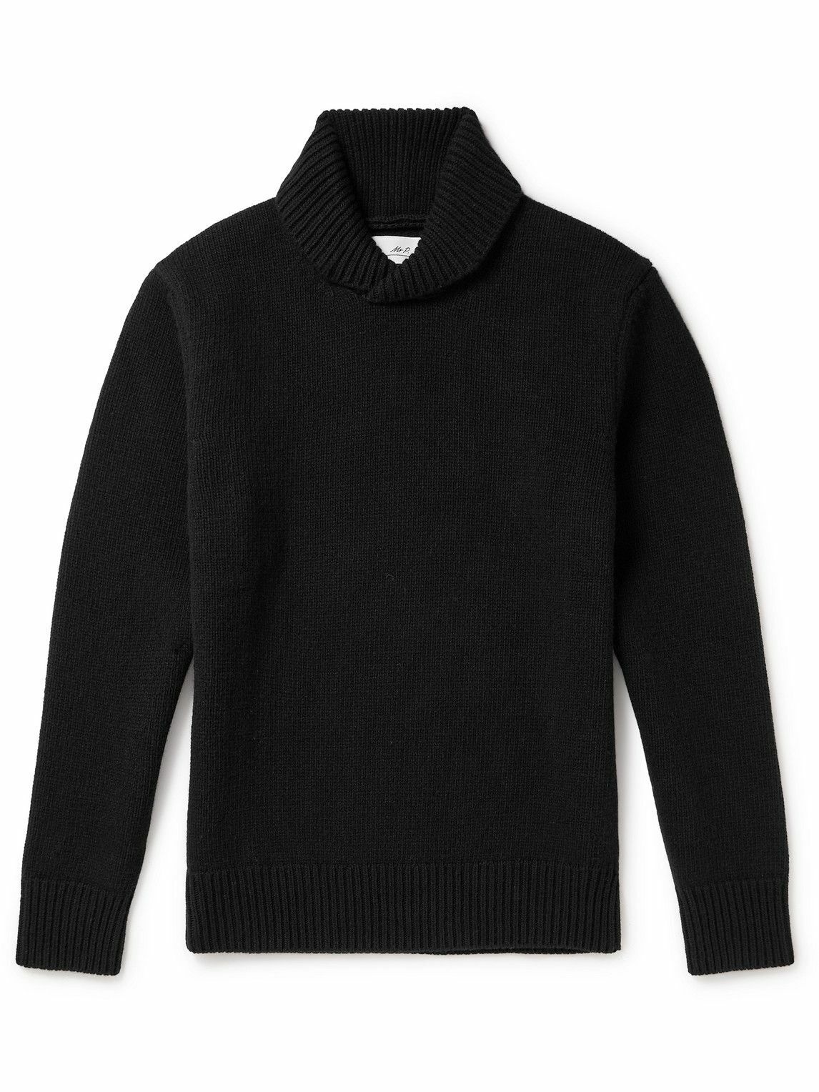 Photo: Mr P. - Slim-Fit Shawl-Collar Wool Sweater - Black
