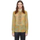 Dries Van Noten Yellow and Green Floral Ruffle Shirt