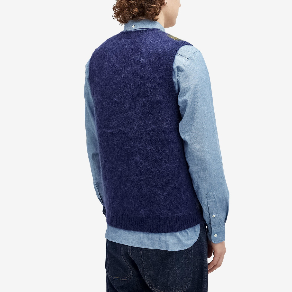Beams Plus Men's Mohair Argyle Vest in Navy Beams Plus