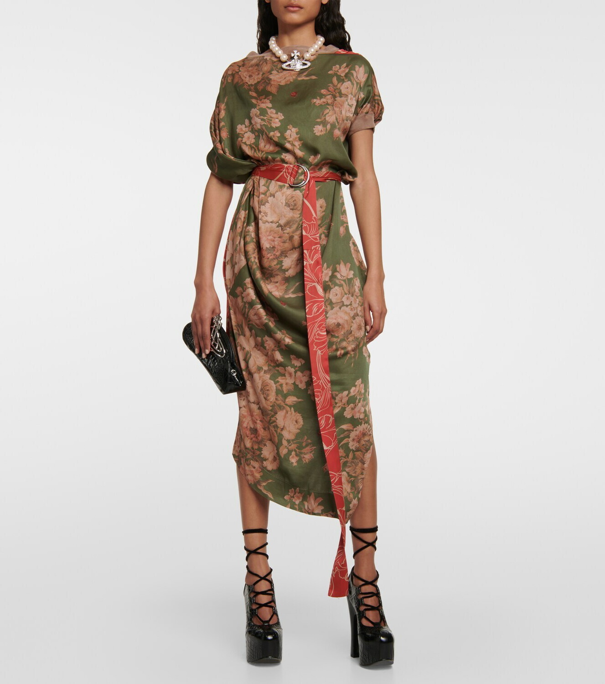 ワンピース VIVIENNE WESTWOOD RED AND GREEN COTTON MIDI DRESS Vivienne Westwood Cotton Midi Dress | Red | FARFETCH