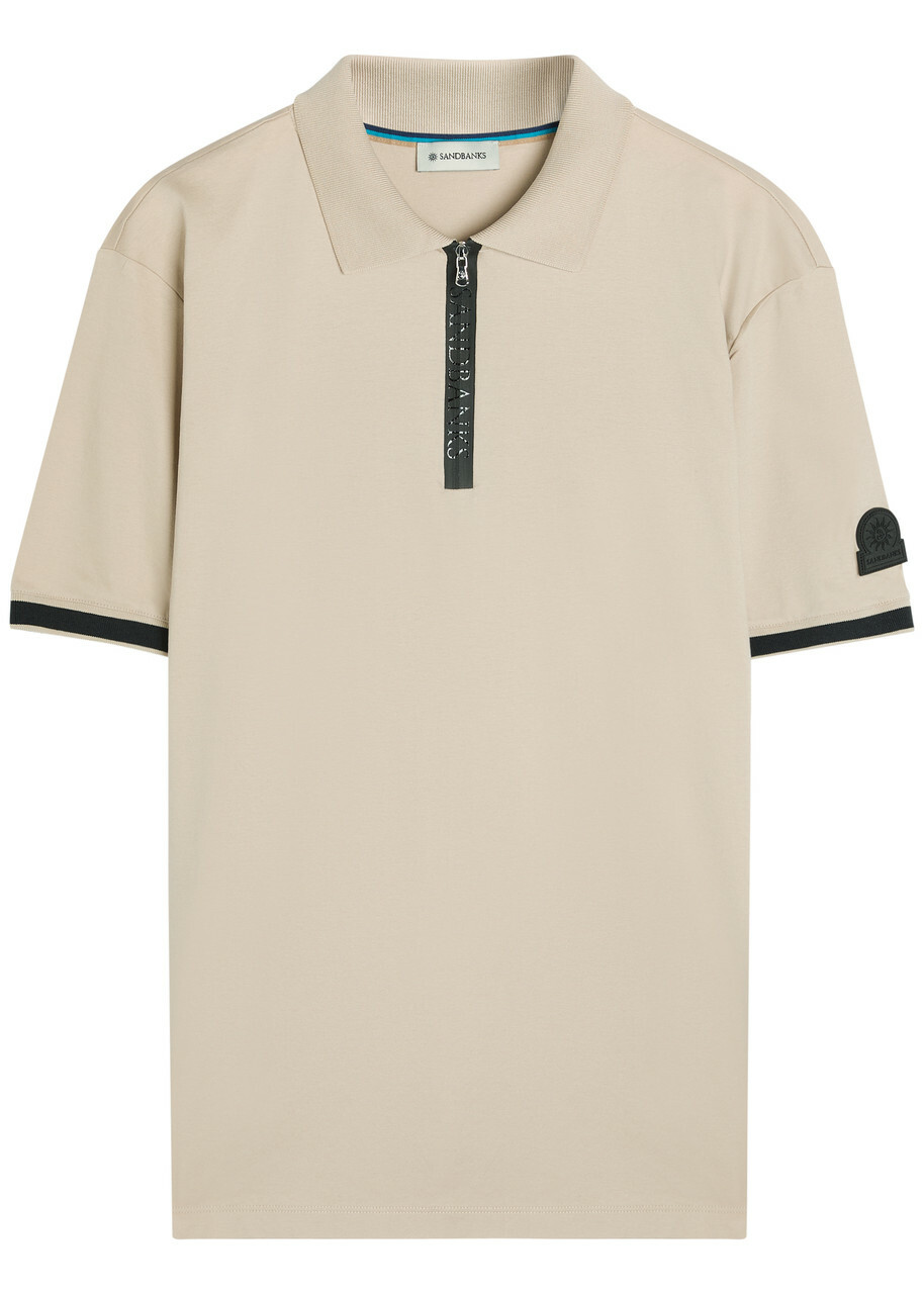Sandbanks Logo Jersey Polo Shirt Beige