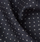Brioni - Polka-Dot Herringbone Wool and Silk-Blend Pocket Square - Navy