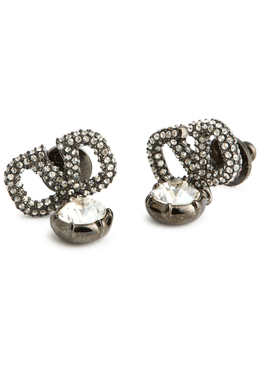 Valentino Garavani Vlogo Crystal-embellished Drop Earrings