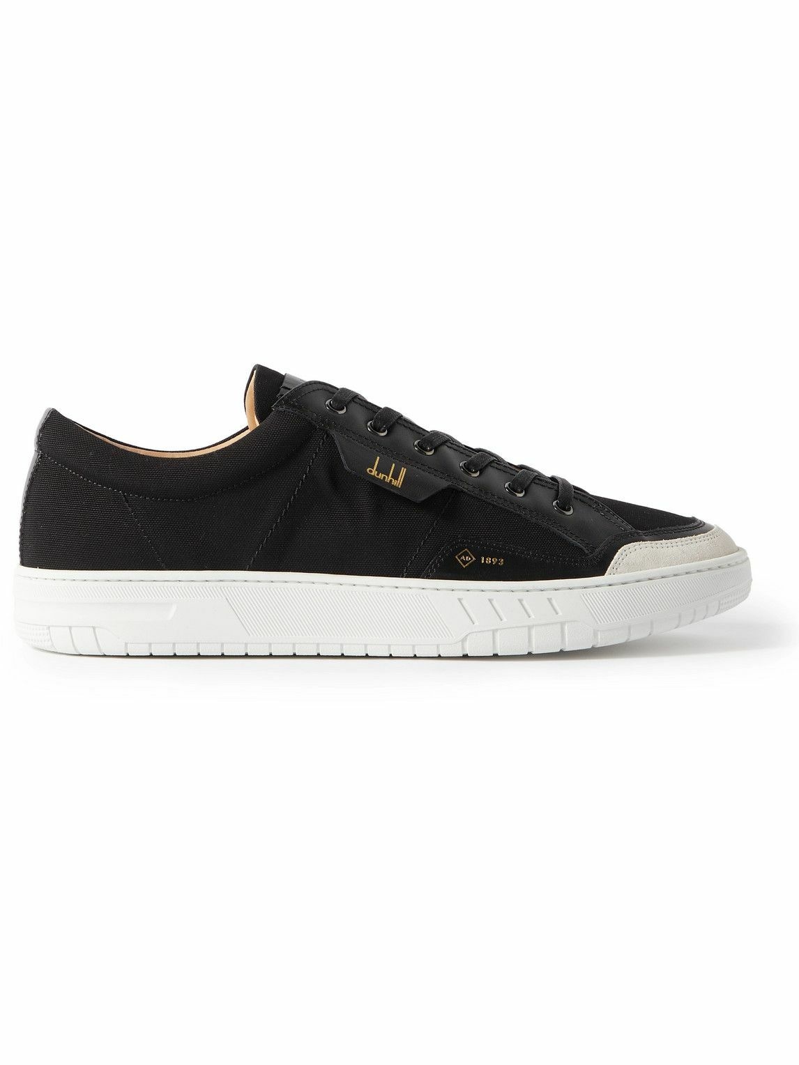 Photo: Dunhill - Court Leather- and Suede-Trimmed Canvas Sneakers - Black