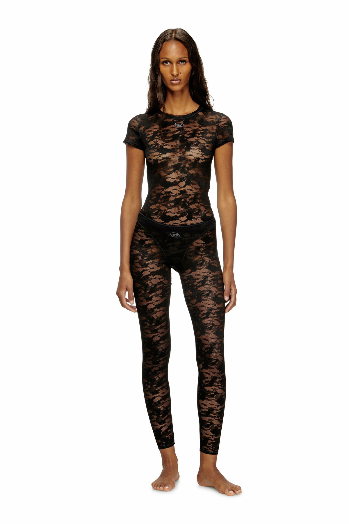 Diesel Camo lace leggings - Pants Womens in Black