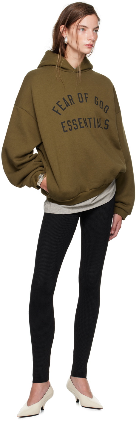 Fear of God ESSENTIALS Khaki Printed Logo Hoodie Fear Of God