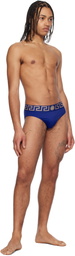 Versace Underwear Blue Greca Border Swim Briefs