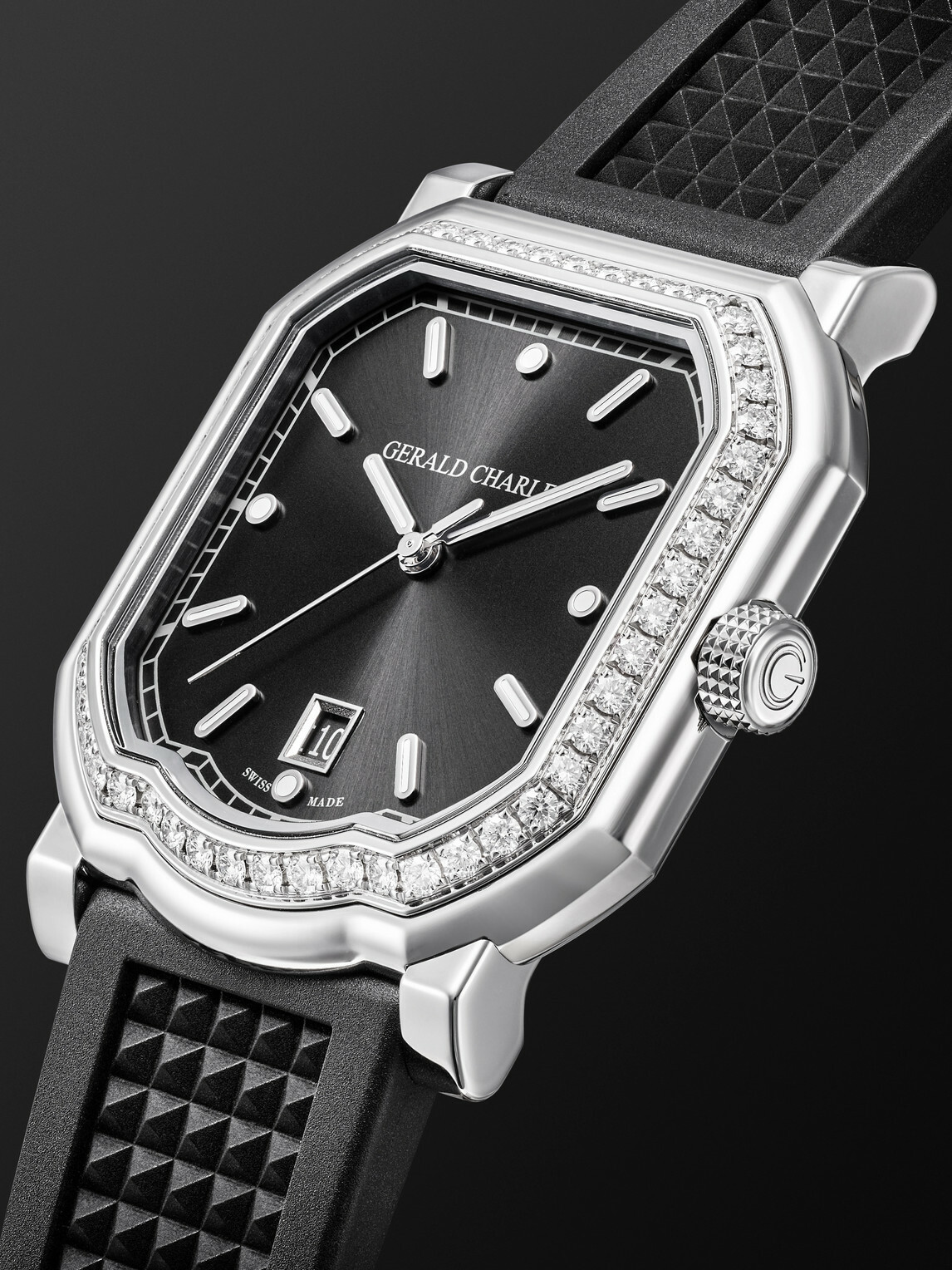 Gerald Charles - Maestro 2.0 Ultra-Thin Automatic 39mm Stainless Steel, Diamond and Rubber Watch, Ref. No. GC2.0-A-DIA-00