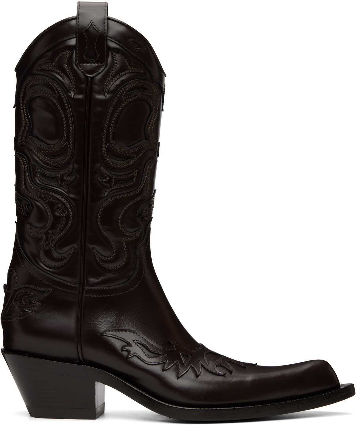 Acne Studios Brown Pointy Leather Cowboy Boots