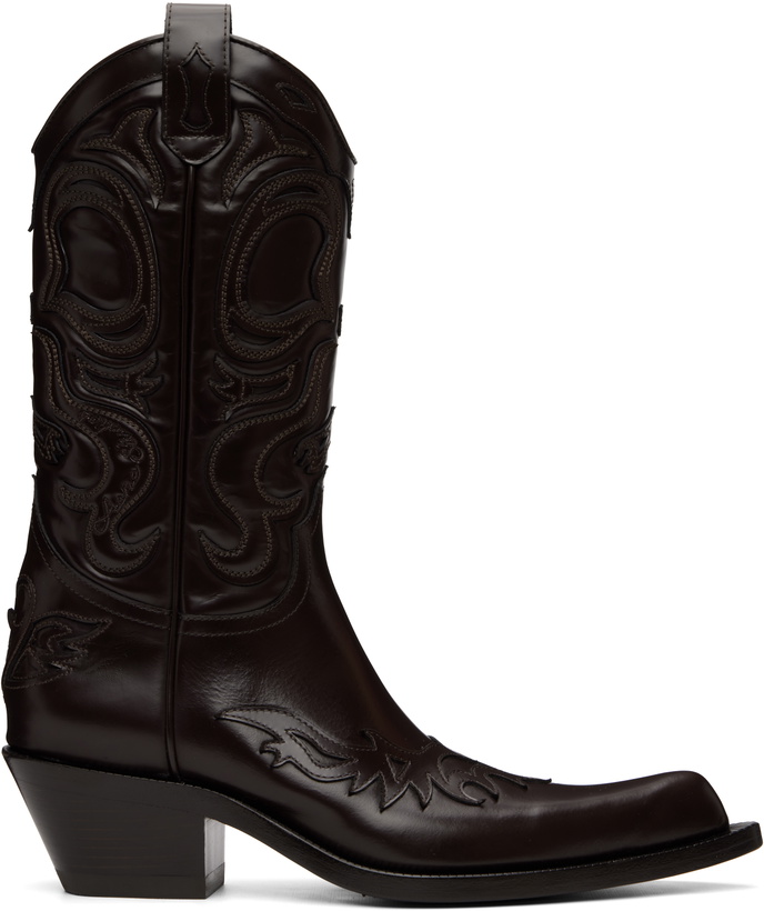 Photo: Acne Studios Brown Pointy Leather Cowboy Boots