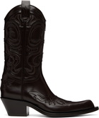 Acne Studios Brown Pointy Leather Cowboy Boots