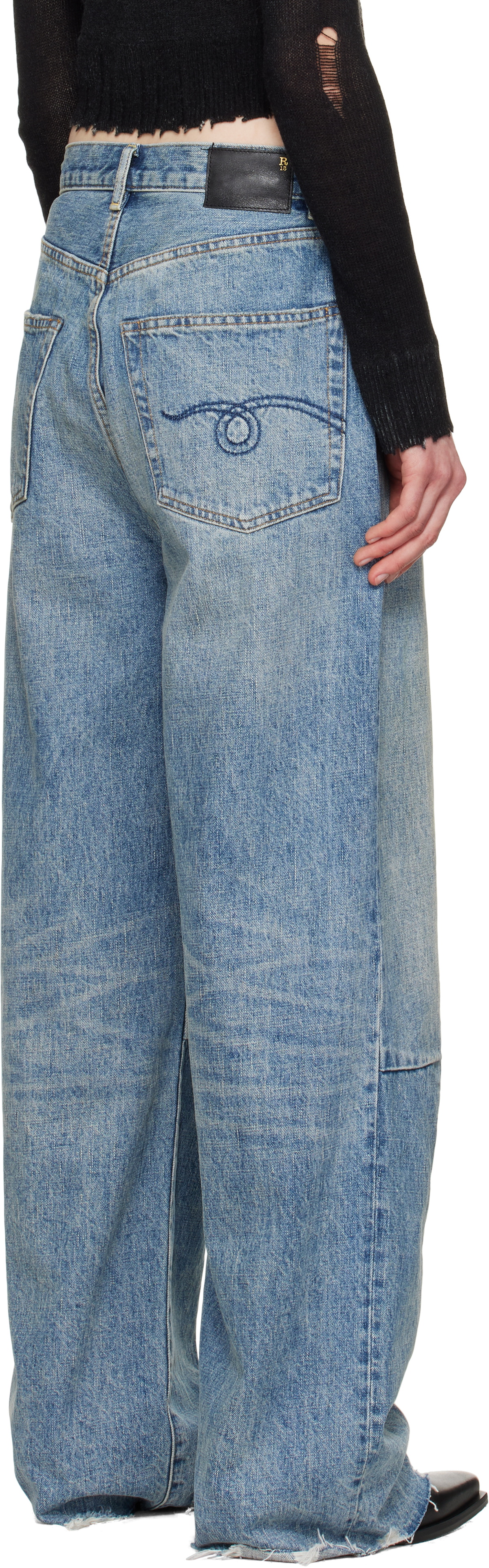 R13 Blue Wayne Articulated Knee Jeans R13