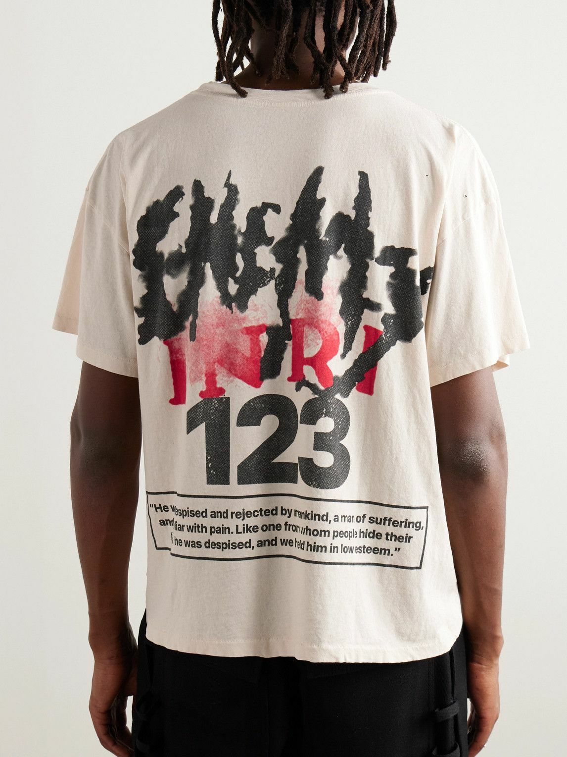 RRR123 - Killing Me Distressed Logo-Print Cotton-Jersey T