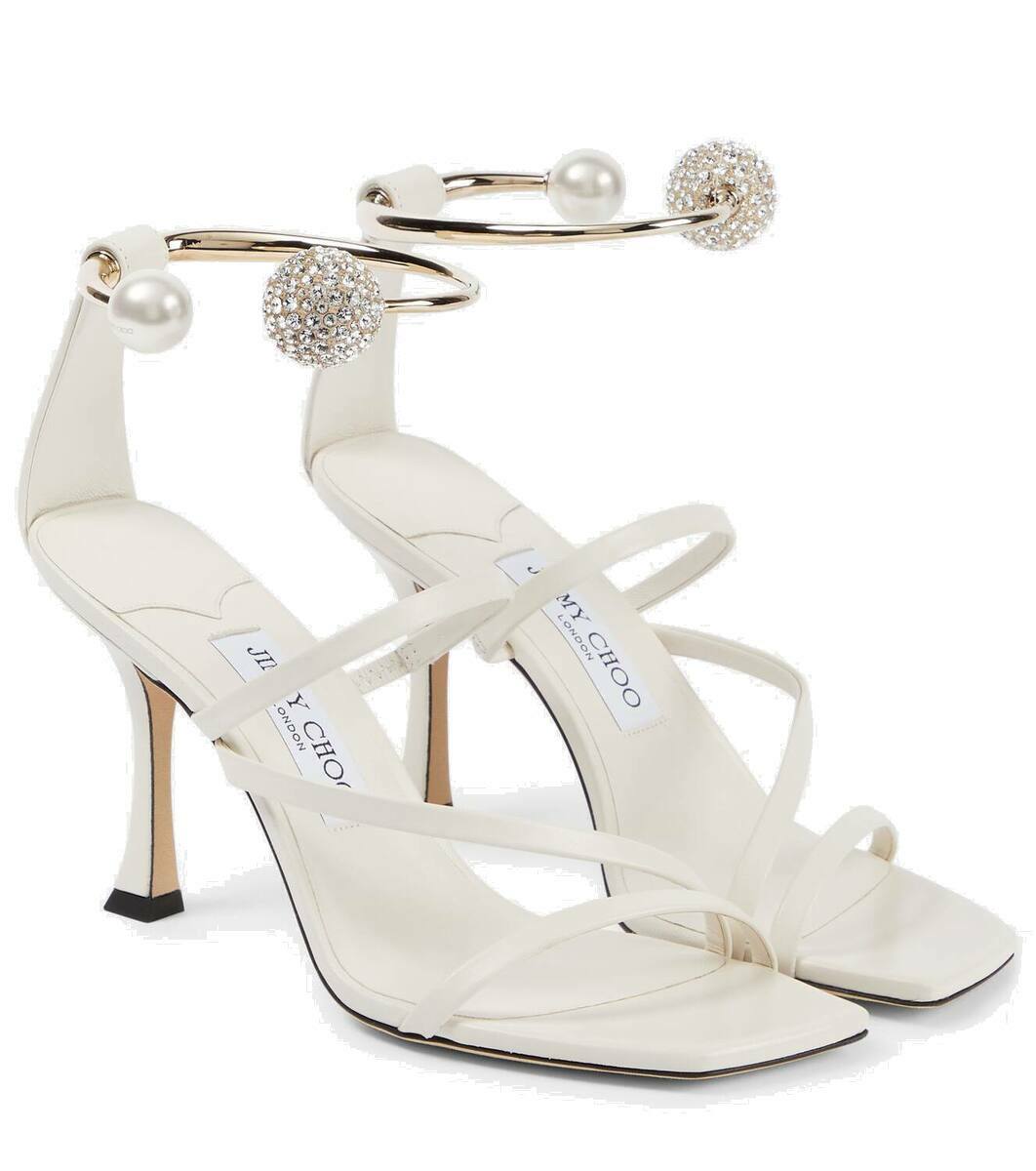 サンダル・ミュール JIMMY CHOO Ivory Leather Lonnie 90 Sandals Jimmy Choo Ottilia 90 embellished leather sandals Jimmy Choo
