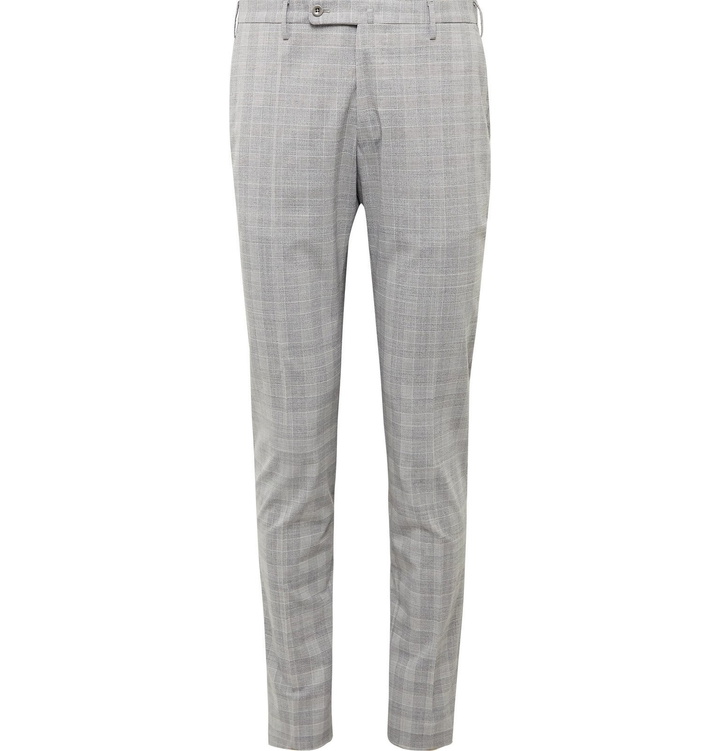 Photo: Incotex - Slim-Fit Prince of Wales Checked Woven Trousers - Gray