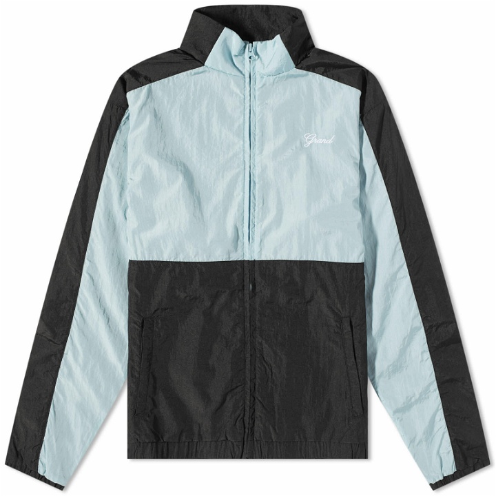 Photo: Grand Collection Crinkle Nylon Jacket in Black/Powder Blue