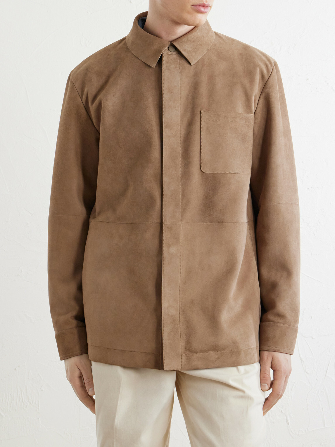 Canali - Paneled Suede Overshirt - Neutrals