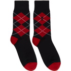 Alexander McQueen Black and Red Argyle Socks