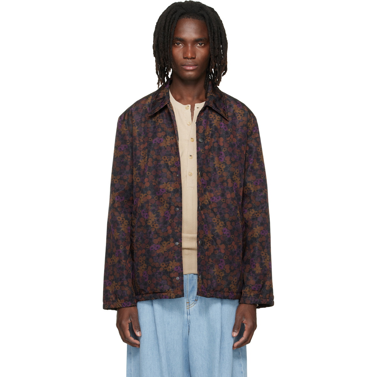 Dries Van Noten Brown & Purple Floral Jacket