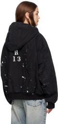 R13 Black Seamless Workwear Bomber Jacket