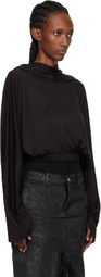 Rick Owens Black Concordians Cropped Tunic Hoodie