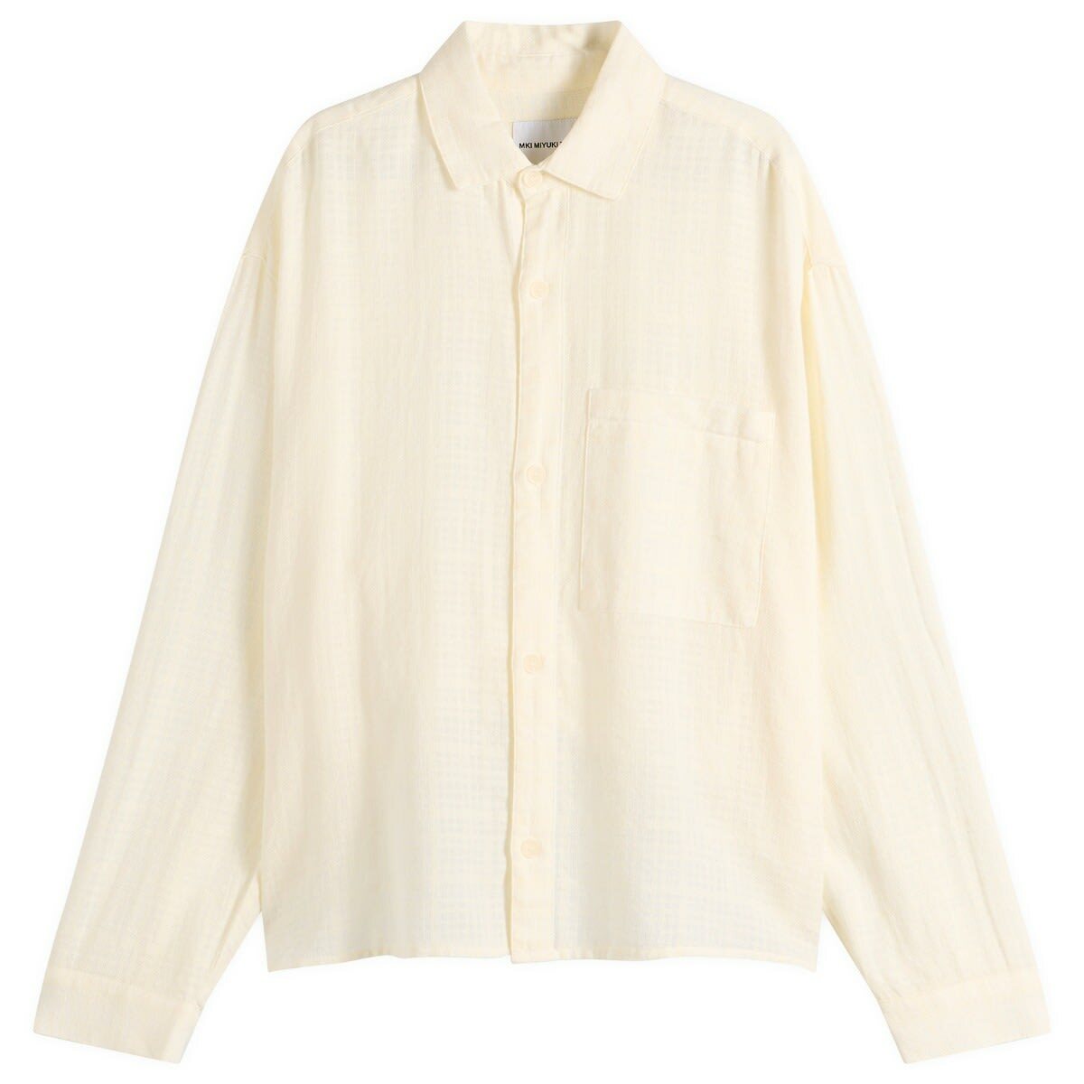 MKI Men's Loose Weave Check Box Dress Shirt in Bone
