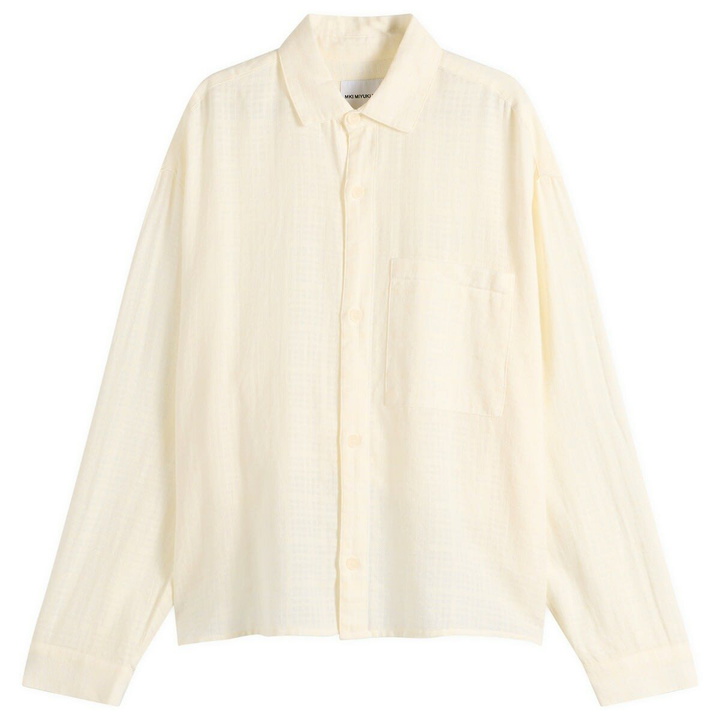 Photo: MKI Men's Loose Weave Check Box Dress Shirt in Bone