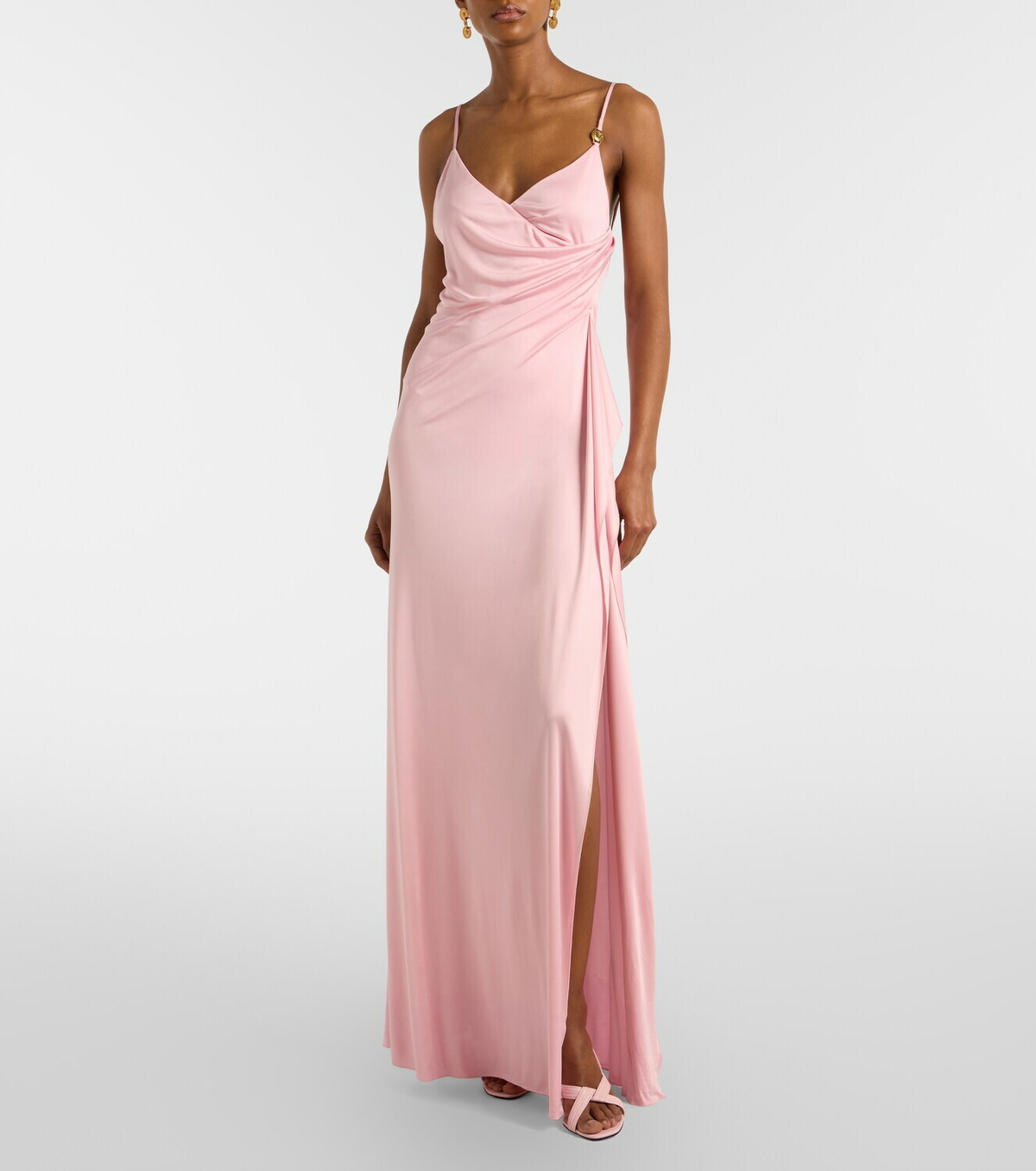 Versace Medusa gathered jersey gown