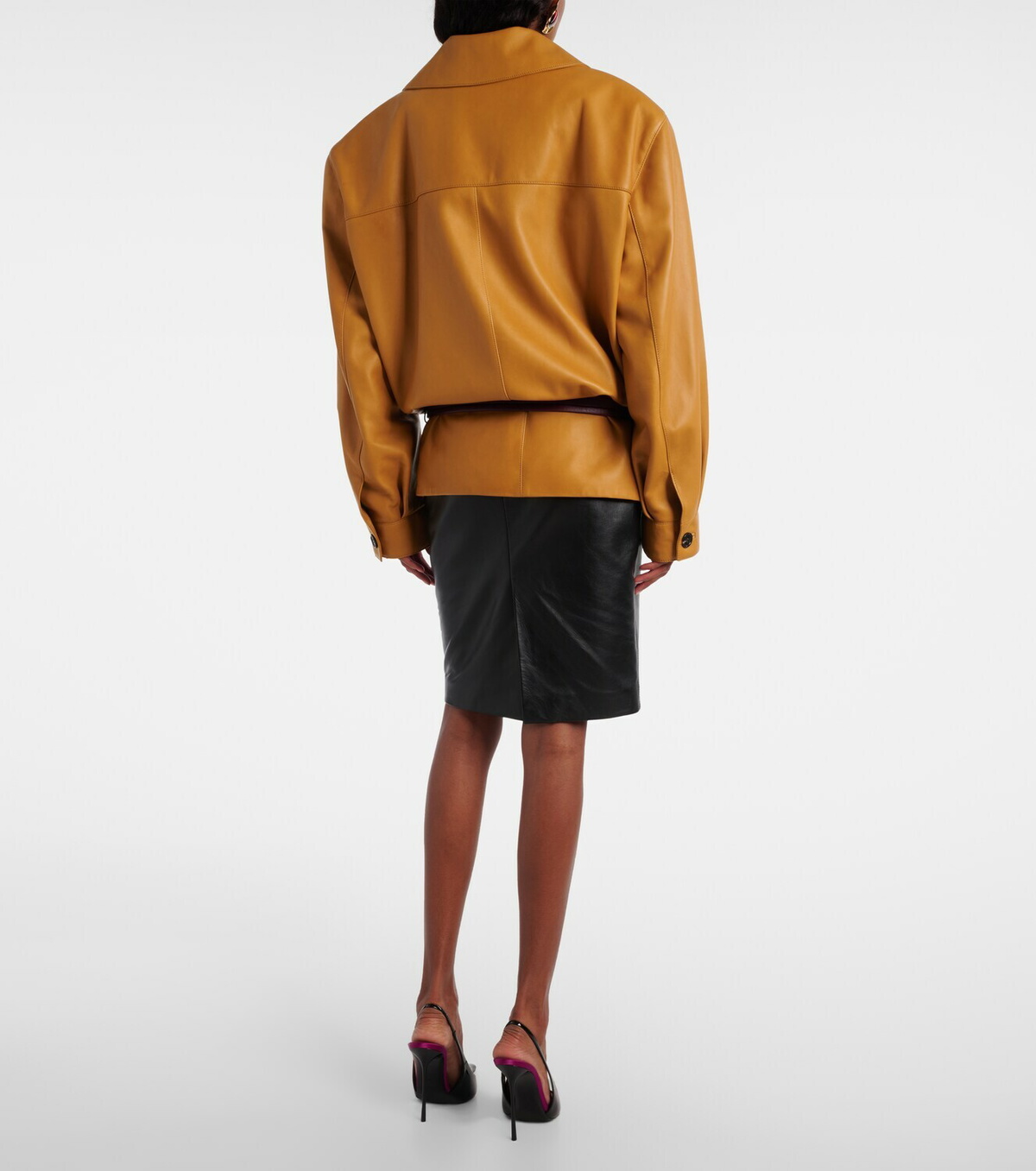 Saint Laurent Belted leather jacket