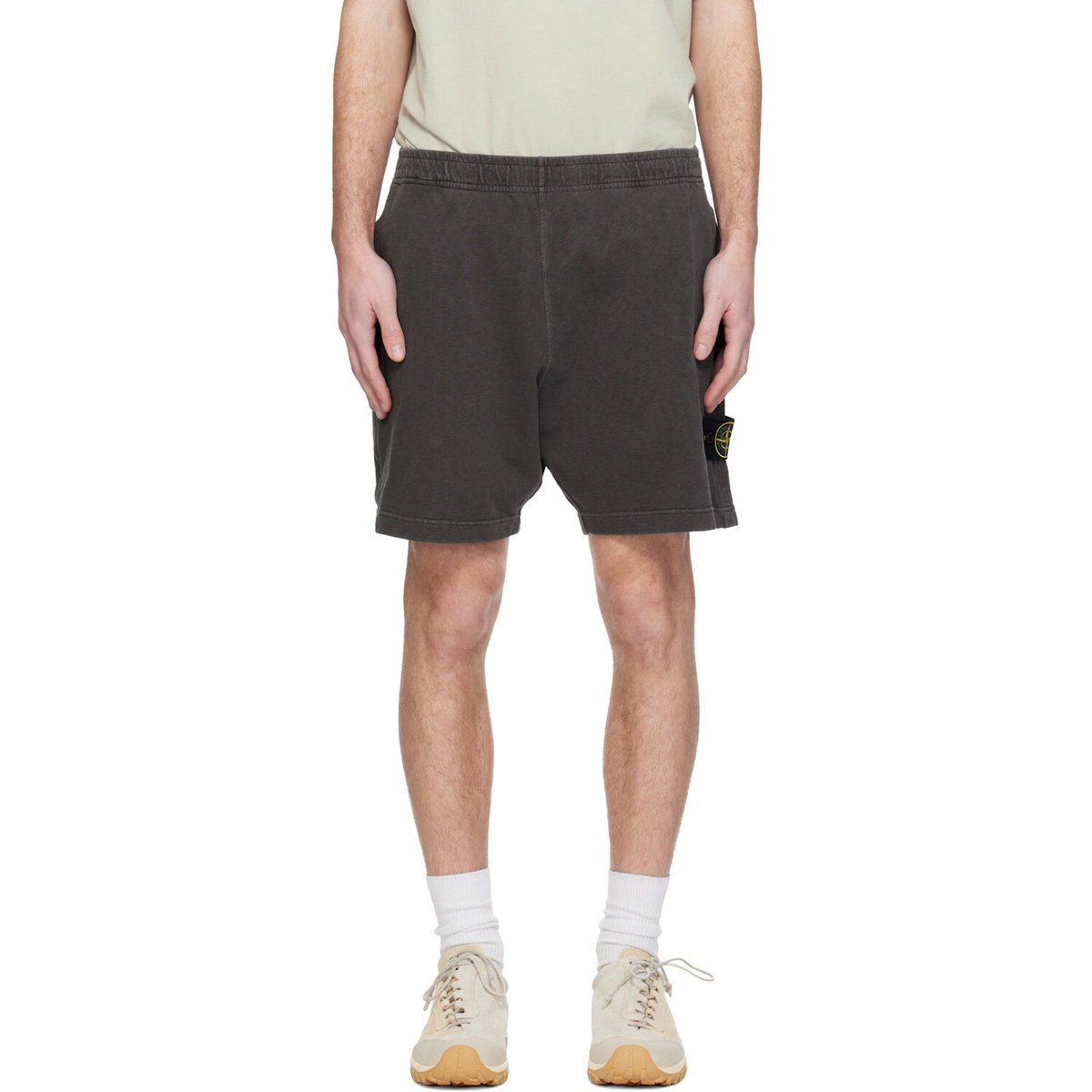Stone Island Gray 6200014 Malfilé Fleece Old Effect Shorts