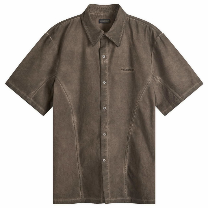 Photo: Han Kjobenhavn Men's Washed Loose Logo Short Sleeve Shirt in Dirty Tint