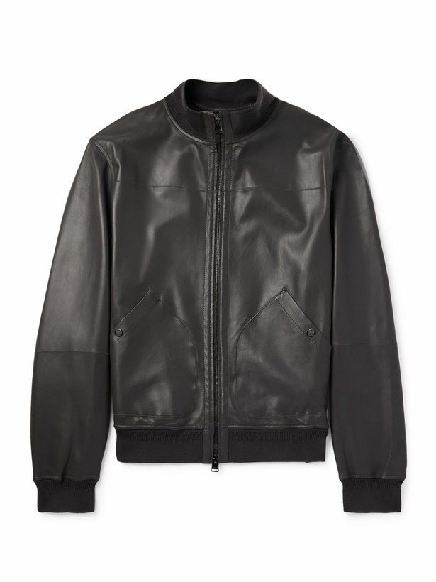 Photo: Canali - Nuvola Leather Bomber Jacket - Brown
