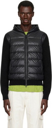 Moncler Black Padded Wool Zip-Up Jacket