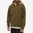 A Bathing Ape Men's Tiger Full Zip Hoody in Olive Drab