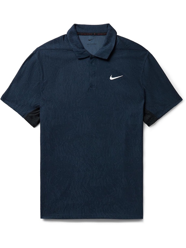 Photo: Nike Golf - Tiger Woods Dri-FIT ADV Jacquard Golf Polo Shirt - Blue
