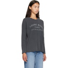 ANINE BING Black Ivan Long Sleeve 'Paris' Stencil T-shirt