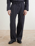 A Kind Of Guise - Samurai Straight-Leg Striped Cotton and Linen-Blend Trousers - Black