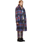 Charles Jeffrey Loverboy Red and Blue Tartan Doctors Mac Chain Coat